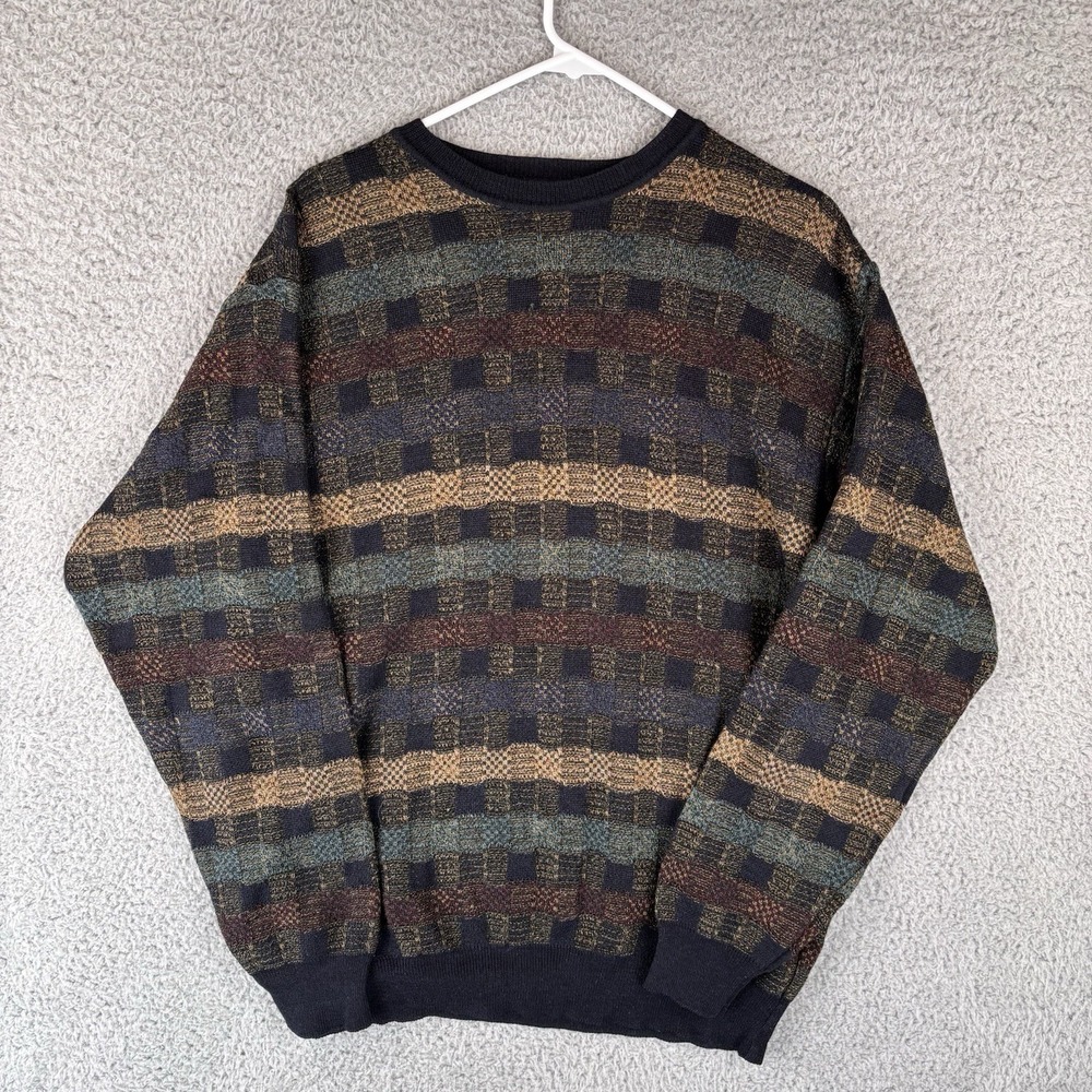 Vintage Northern Isles Sweater Mens Large Geometric 3D Knit Grandpa Crewneck 90s